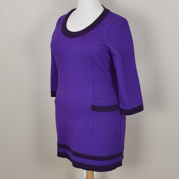 Boden Contrast Trim Ponte Sheath Dress - 16 - Picture 4 of 9